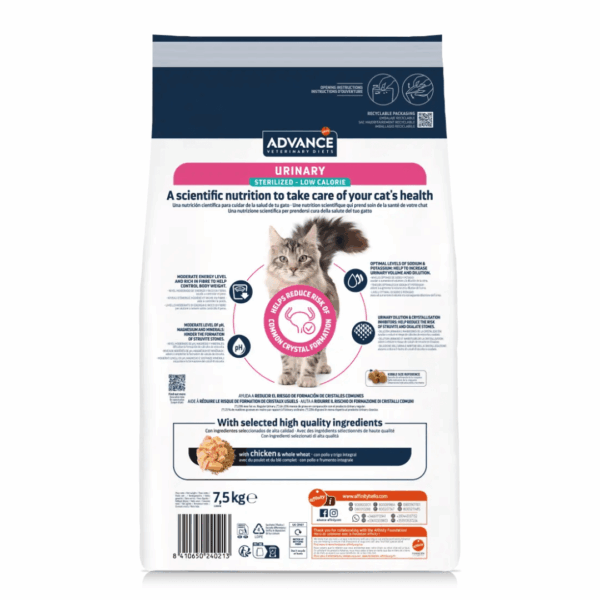 Advance Veterinary Diets Cat Urinary Sterilized Low Calorie - 7,5 kg - immagine 2