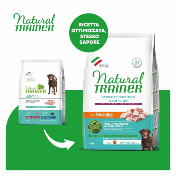 Natural Trainer Dog Specialty Nutrition Light in Fat Medium&Maxi Adult Tacchino - 3 kg - immagine 3