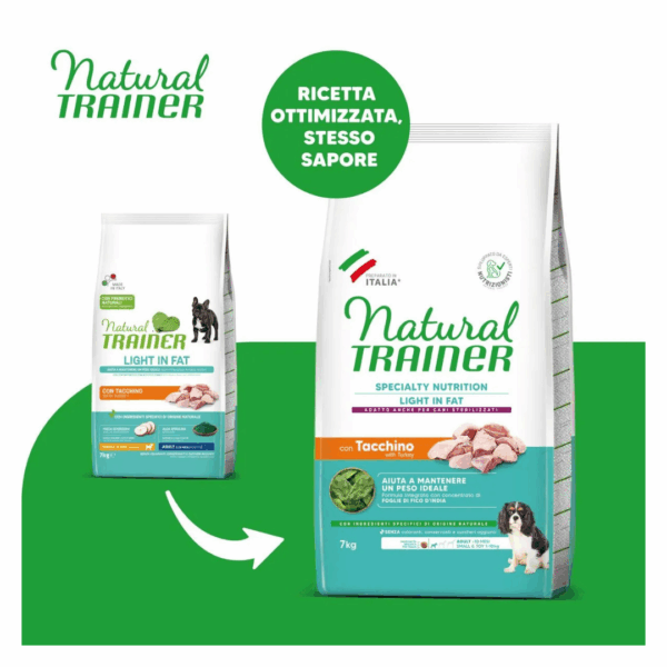 Natural Trainer Dog Specialty Nutrition Light in Fat Small&Toy Adult Tacchino -  7 kg - immagine 3