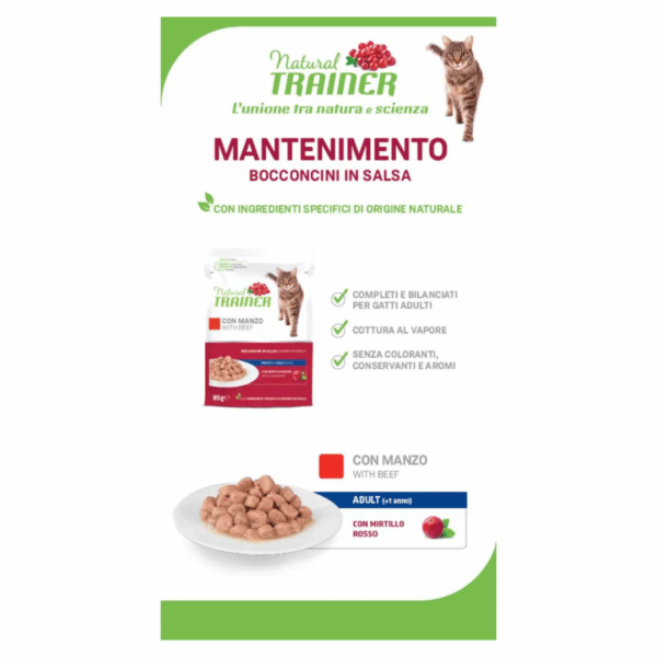 Natural Trainer Cat Adult Bocconcini in Salsa Manzo - 85 g - immagine 5