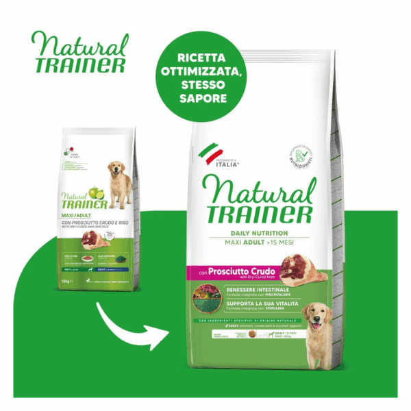 Natural Trainer Dog Daily Nutrition Maxi Adult Prosciutto Crudo - 12 kg - immagine 3