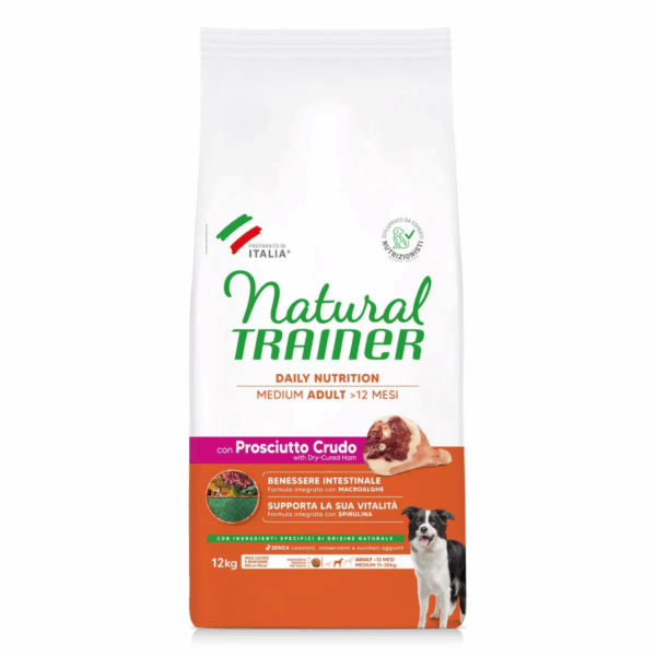 Natural Trainer Dog Daily Nutrition Medium Adult Prosciutto Crudo - 12 kg