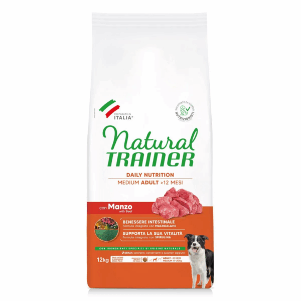 Natural Trainer Dog Daily Nutrition Medium Adult Manzo - 12 kg