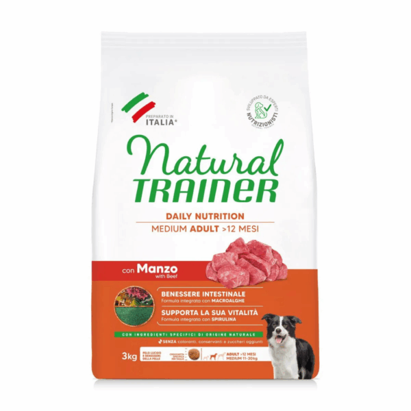 Natural Trainer Dog Daily Nutrition Medium Adult Manzo - 3 kg