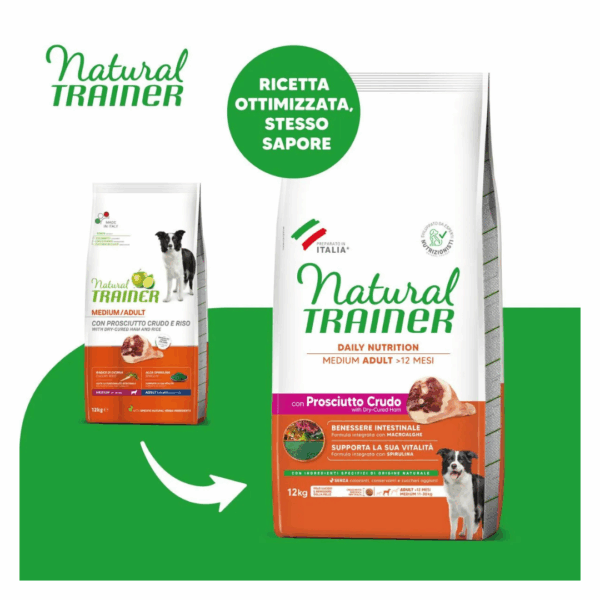 Natural Trainer Dog Daily Nutrition Medium Adult Prosciutto Crudo - 12 kg - immagine 3