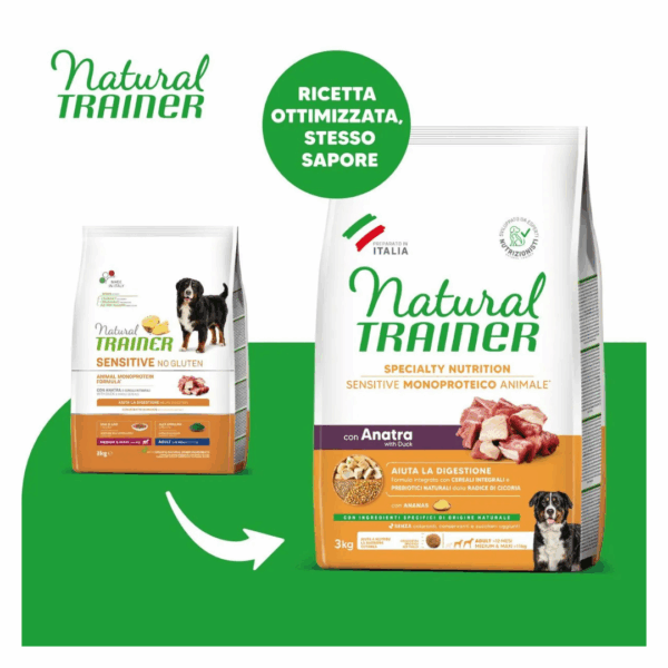 Natural Trainer Dog Specialty Nutrition Sensitive Medium&Maxi Adult Anatra – 3 kg - immagine 3