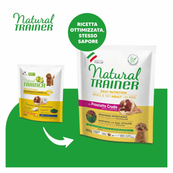 Natural Trainer Dog Daily Nutrition Small&Toy Adult Prosciutto Crudo -  800 g - immagine 3