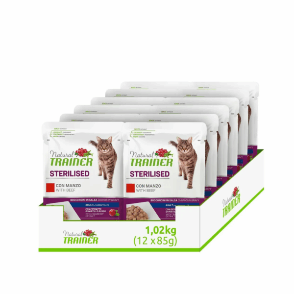 Natural Trainer Cat Adult Sterilised Bocconcini in Salsa Manzo - 85 g - immagine 3