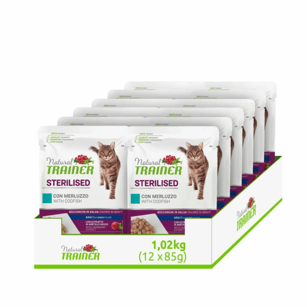 Natural Trainer Cat Adult Sterilised Bocconcini in Salsa Merluzzo - 85 g - immagine 3