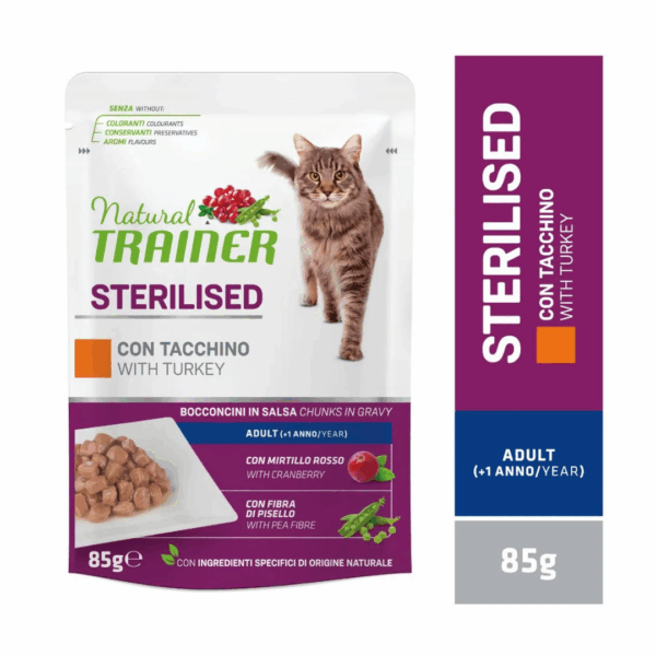Natural Trainer Cat Adult Sterilised Bocconcini in Salsa Tacchino - 85 g - immagine 4