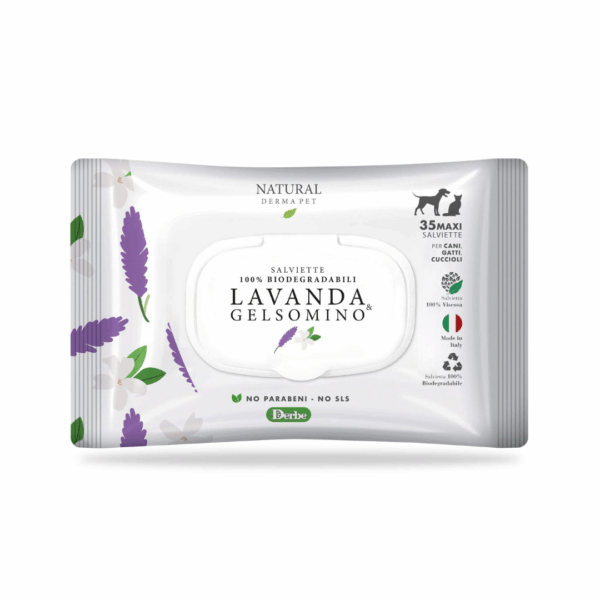 Natural Derma Pet Salviette 100% Biodegradabili Lavanda e Gelsomino - 35 pz