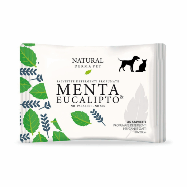 Natural Derma Pet Salviette Detergenti Profumate Menta e Eucalipto - 35 pz