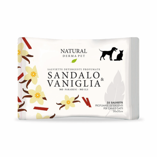 Natural Derma Pet Salviette Detergenti Profumate Sandalo e Vaniglia - 35 pz