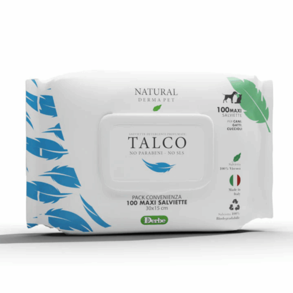 Natural Derma Pet Salviette Detergenti Profumate Talco - 100 pz - immagine 2