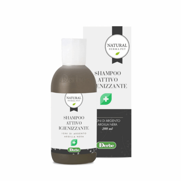 Natural Derma Pet Shampoo Attivo Igienizzante con Ioni di Argento e Argilla Nera - 200 ml