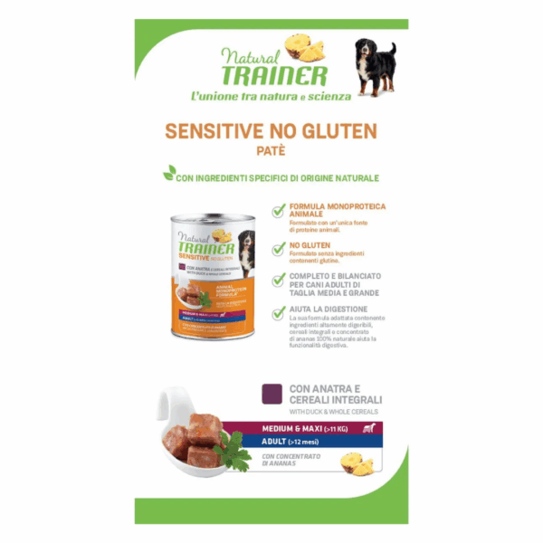 Natural Trainer Dog Sensitive No Gluten Medium&Maxi Adult Anatra - 400 g - immagine 5