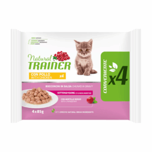 Natural Trainer Cat Kitten&Young Flow Pack Bocconcini in Salsa Pollo - 4X85 g