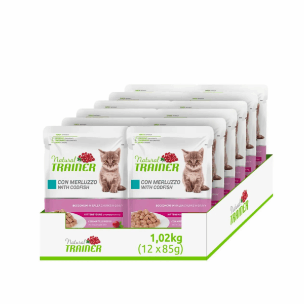 Natural Trainer Cat Kitten&Young Bocconcini in Salsa Merluzzo - 85 g - immagine 3