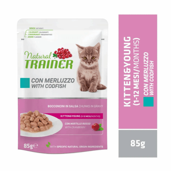 Natural Trainer Cat Kitten&Young Bocconcini in Salsa Merluzzo - 85 g - immagine 4