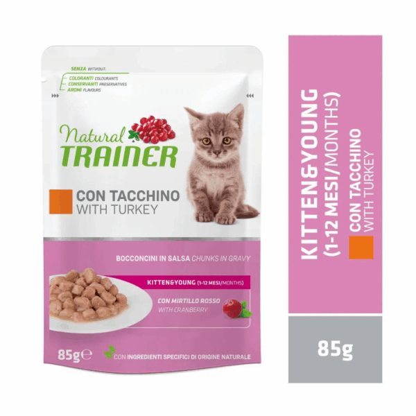 Natural Trainer Cat Kitten&Young Bocconcini in Salsa Tacchino - 85 g - immagine 4