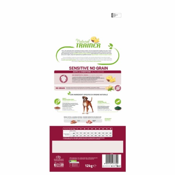 Natural Trainer Dog Sensitive No Grain Medium&Maxi Adult Trota - 12 kg - immagine 2