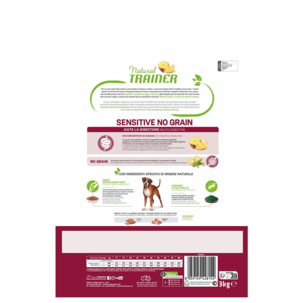 Natural Trainer Dog Sensitive No Grain Medium&Maxi Adult Trota - 3 kg - immagine 2