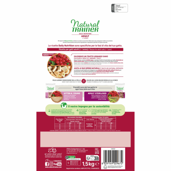 Natural Trainer Cat Daily Nutrition Adult Manzo - 1,5 kg - immagine 2