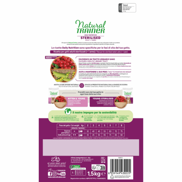 Natural Trainer Cat Daily Nutrition Adult Sterilised Anatra - 1,5 kg - immagine 2