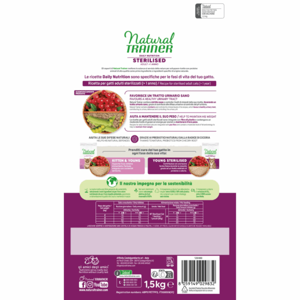 Natural Trainer Cat Daily Nutrition Adult Sterilised Salmone - 1,5 kg - immagine 2
