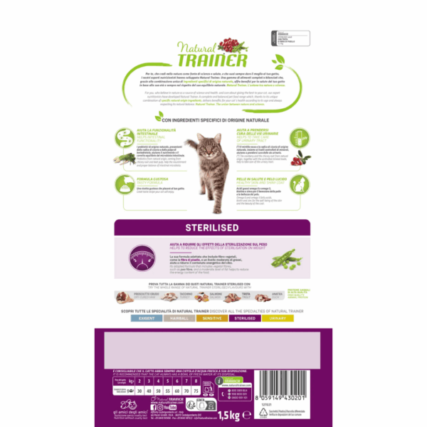 Natural Trainer Cat Daily Nutrition Adult Sterilised Trota - 1,5 kg - immagine 2