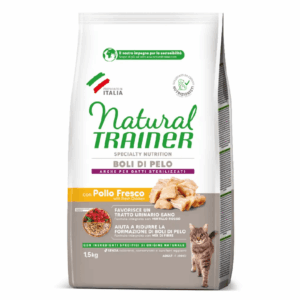Natural Trainer Cat Adult Specialty Nutrition Boli di Pelo Pollo - 1,5 kg