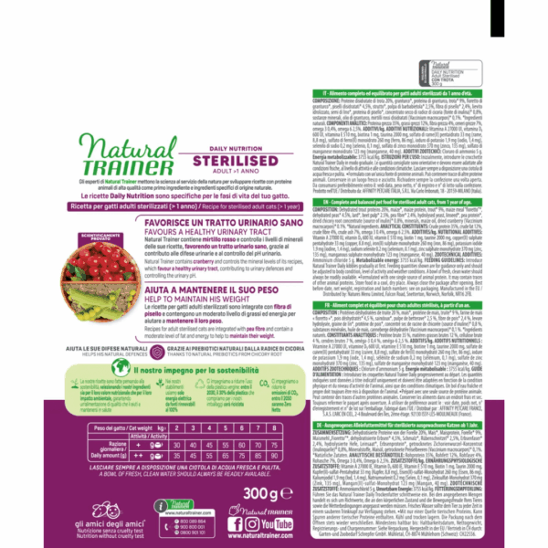Natural Trainer Cat Daily Nutrition Adult Sterilised Trota - 300 g - immagine 2