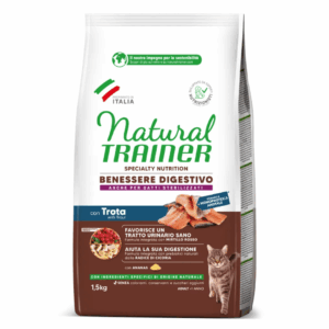 Natural Trainer Cat Adult Specialty Nutrition Benessere Digestivo Formula MonoproteicaTrota - 1,5 kg