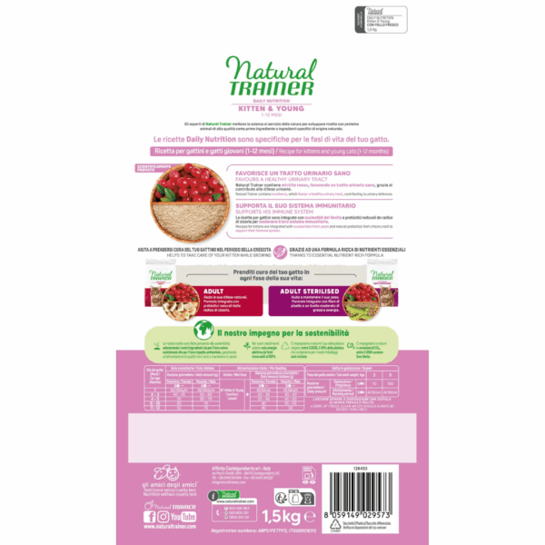 Natural Trainer Cat Daily Nutrition Kitten&Young Pollo - 1,5 kg - immagine 2