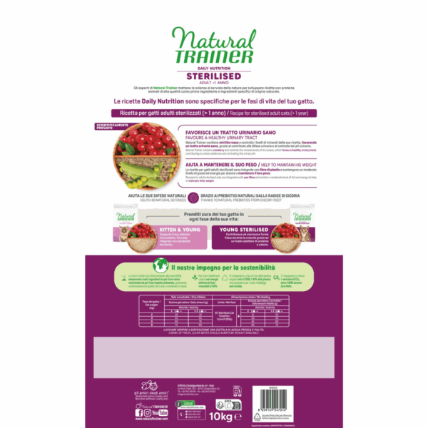 Natural Trainer Cat Daily Nutrition Adult Sterilised Prosciutto Crudo - 10 kg - immagine 2