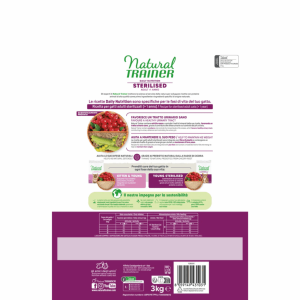 Natural Trainer Cat Daily Nutrition Adult Sterilised Prosciutto Crudo - 3 kg - immagine 2