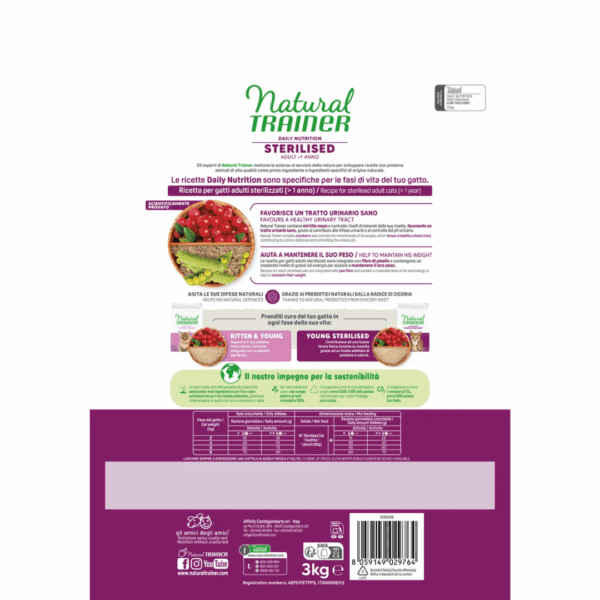Natural Trainer Cat Daily Nutrition Adult Sterilised Tacchino - 3 kg - immagine 2