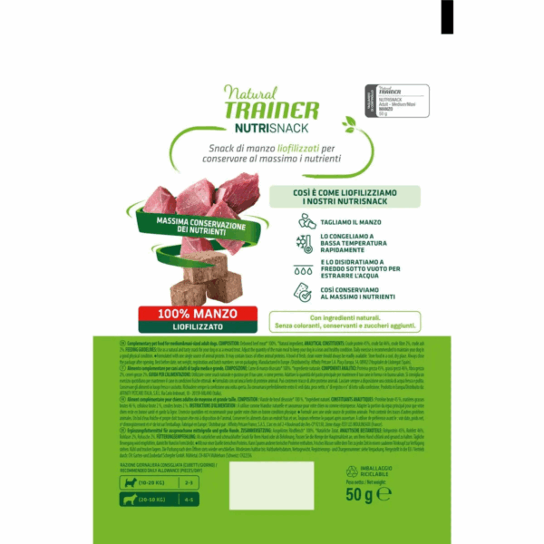 Natural Trainer Dog Medium&Maxi Adult Nutrisnack Manzo - 50 g - immagine 2