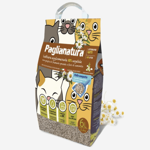 Paglianatura Lettiera Gatti Agglomerante con fiori di camomilla - 6 l/2,4 kg