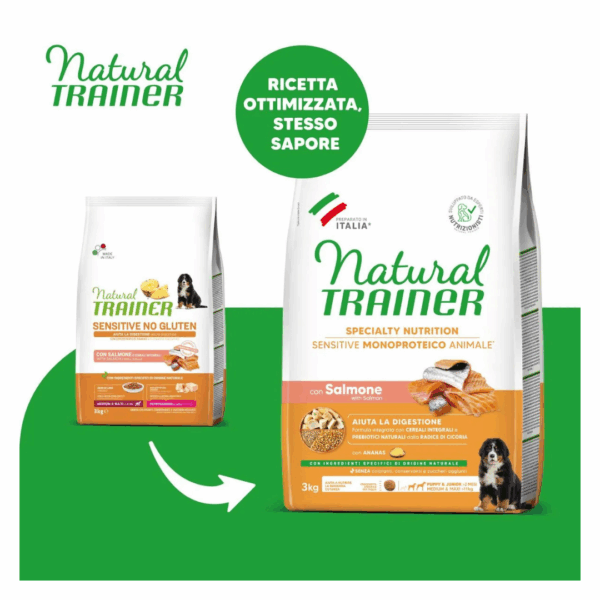 Natural Trainer Dog Specialty Nutrition Sensitive Medium&Maxi Puppy&Junior Salmone – 3 kg - immagine 3