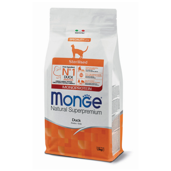 Monge Natural Superpremium Cat Adult Sterilised Monoprotein Anatra - 1,5 kg
