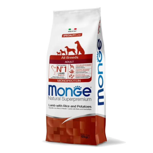 Monge Natural Superpremium Dog All Breeds Adult Monoproteic Agnello - 12 kg