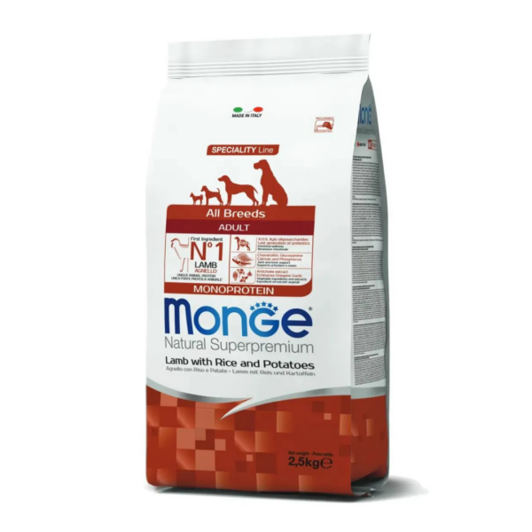 Monge Natural Superpremium Dog All Breeds Adult Monoproteic Agnello - 2,5 kg