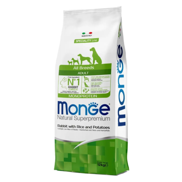 Monge Natural Superpremium Dog All Breeds Adult Monoprotein Coniglio - 12 kg