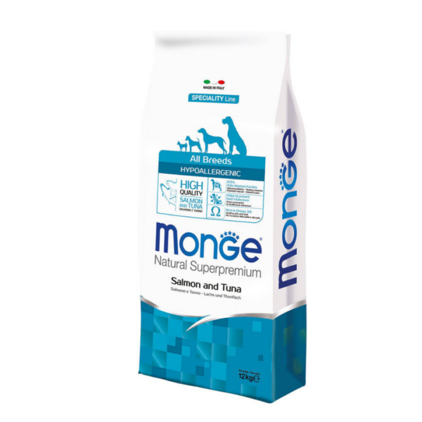 Monge Natural Superpremium Dog All Breeds Adult Hypo Salmone e Tonno - 12 kg