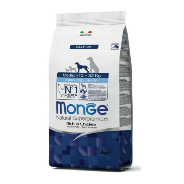 Monge Natural Superpremium Dog Medium Puppy&Junior Pollo - 3 kg