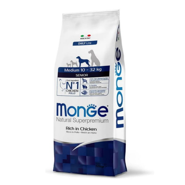 Monge Natural Superpremium Dog Medium Senior Pollo - 12 kg