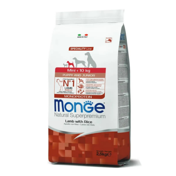 Monge Natural Superpremium Dog Mini Puppy&Junior Monoprotein Agnello - 2,5 kg