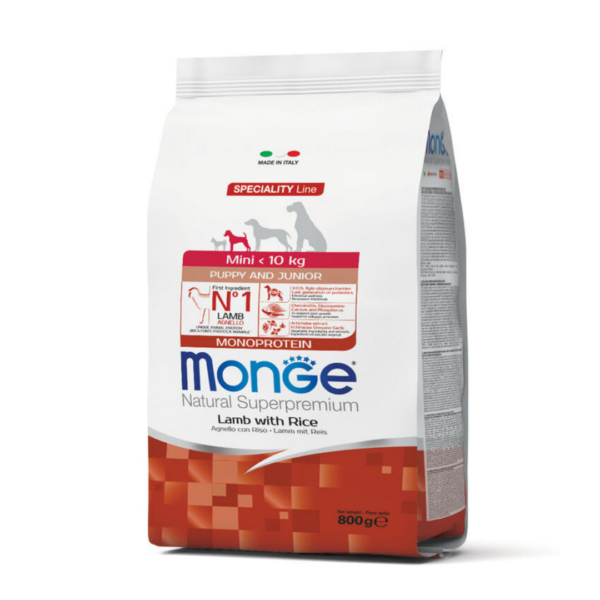Monge Natural Superpremium Dog Mini Puppy&Junior Monoprotein Agnello - 800 g