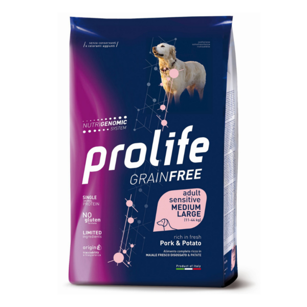 Prolife Grain Free Dog Adult Sensitive Medium&Large Maiale e Patate - 2,5 kg